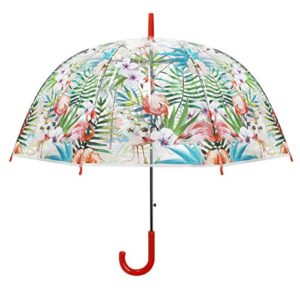 Flamingo Bird Flower Bubble Dome Umbrella Rain Stick Umbrella