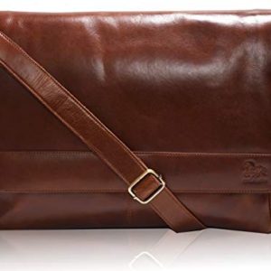 Leather Laptop Messenger Bag for Men - Premium Office Tan Briefcase