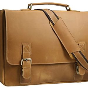 Iswee Crazy Horse Leather Men's Messenger Bag Vintage Briefcase