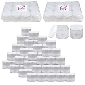 Beauticom 60 Grams/60 ML (2 Oz) Round Clear Leak Proof Plastic Container Jars