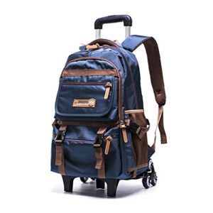 C-Xka Nylon Rolling Backpack Carry-on Luggage Travel Duffel Bag Wheeled Book Bag Detachable Dual Purpose Wheeled Backpack for Children (Color : E, Size : Six Rounds)