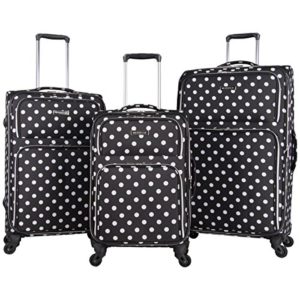 Heritage Travelware Albany Park 600d Polka Dot Polyester 3-Piece Luggage Set; 20" Carry-on, 24", 28", Black