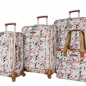 Lily Bloom Luggage Set 4 Piece Suitcase Collection With Spinner Wheels For Woman (Sea Garden)