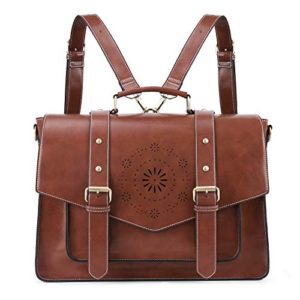 ECOSUSI Women's Briefcase Messenger Laptop Bag PU Leather Satchel Work Bags Fits 15.6 inch Laptops, Coffee