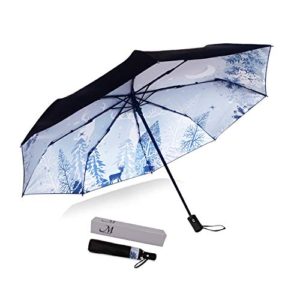 Marriarics Travel Umbrella Windproof, Black Glue Anti UV Coating