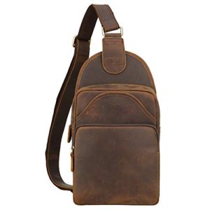 Tiding Vintage Men's Genuine Leather Sling Bag Crossbody Shoulder