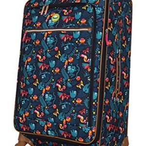 Lily Bloom Luggage Large Expandable Design Pattern Suitcase With Spinner Wheels For Woman (Sloth To Me Navy, 28in)