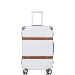 Clothink 20 Inch Carry on, Aluminum Frame Hardside Luggage with Detachable Spinner Wheels, White