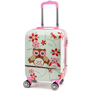 Lttxin Kids' suitcase 19 inch Polycarbonate Carry On Luggage Lovely Hard Shell(upgrade perfect printing) (up-owl)