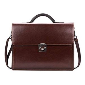 MESIDA Men Classic Leather Briefcase Lawyer Attache Case Messenger