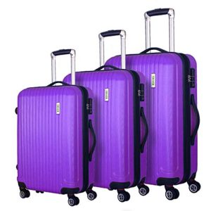 Coomee Luggage 3 Piece set, Expandable Suitcase with TSA Lock, ABS Spinner Hardshell lightweight (20”/24”/28”), Purple