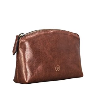 Maxwell Scott Luxury Handcrafted Italian Leather Tan Make Up Bag