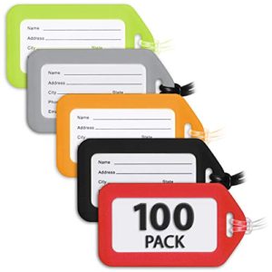 MIFFLIN Luggage Tags (Variety, 100 PK), Bag Tag for Baggage