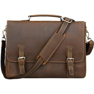 Jack&Chris Men's Genuine Leather Briefcase Messenger Bag 15.6" Laptop, N8069