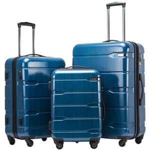 Coolife Luggage Expandable 3 Piece Sets PC+ABS Spinner Suitcase