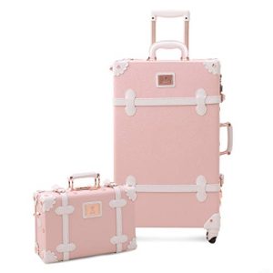 Mosslanda Vintage Luggage Sets Embossed Spinner Suitcase with Handbag for Women