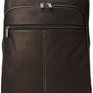 Kenneth Cole Reaction Back-Stage Access Slim Colombian Leather TSA Checkpoint-Friendly 16" Laptop & Tablet Travel Business Backpack, Black