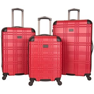 Ben Sherman Nottingham 3-Piece Lightweight Hardside 4-Wheel Spinner Travel Luggage Set: 20" Carry-On, 24", & 28", Red