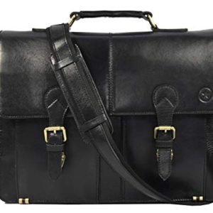 16" Leather Briefcase Messenger Bag for Laptop
