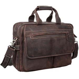 S-ZONE Crazy Horse Leather Briefcase Mens Messenger Shoulder Bag