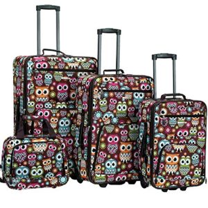 Rockland 4 Piece Luggage Set, Owl, One Size