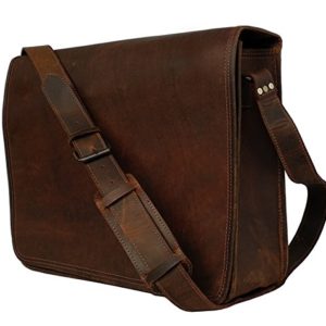 18 Inch Leather Vintage Rustic Crossbody Messenger Courier Satchel Bag