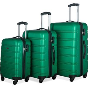 Merax Mellowdy 3 Piece Set Spinner Luggage Expandable Travel Suitcase 20 24 28 inch (green)