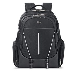 Solo Rival 17.3 Inch Laptop Backpack with Hardshell Side Pockets, Black