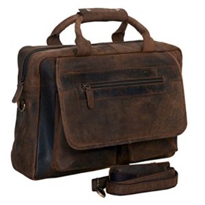 KomalC 16 Inch Retro Buffalo Hunter Vintage Leather Laptop Messenger Bag Office Briefcase College Bag for Men and Women/Fits Upto 15.6 Inch Laptop