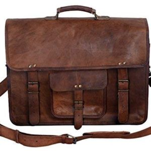 PL 16 Inch Vintage Leather Messenger Bag Briefcase/Fits upto 15.6 Inch Laptop