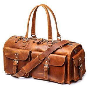 LeathFocus Leather Weekend Bag Mens Leather Travel Bag