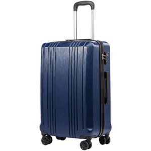 Coolife Luggage Expandable Suitcase PC+ABS with TSA Lock Spinner 20in 24in 28in (navy, L(28IN))