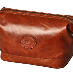 Mens Toiletry Travel Bag-Mens Toiletry Bag–Brown Travel Shaving Kit Case