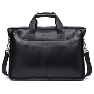 BOSTANTEN Leather Briefcase Handbag Messenger Business Bags for Men Black