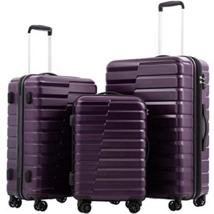 COOLIFE Luggage Expandable Suitcase PC+ABS 3 Piece Set