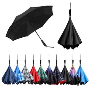 BAGAIL Double Layer Inverted Umbrellas Reverse Folding Umbrella