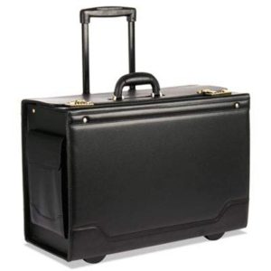 STEBCO 341626BLK Wheeled Catalog Case, Leather-Trimmed Tufide, 21-3/4 x 15-1/2 x 9-3/4 Inches, Black