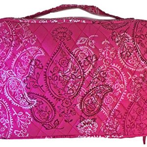 Vera Bradley Large Brush and Blush Makeup Case (Stamped Paisley with Solid Pink Interior)
