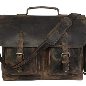 18 Inch Retro Buffalo Hunter Leather Laptop Messenger Bag