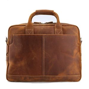 VMATE 16'' Genuine Leather Briefcases for Men Laptop Bag Messenger Bag Shoulder Bag (Light Brown)