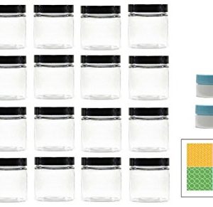 Clear 8 oz Plastic Jars with Black Lids (40 pk) with Mini Jars