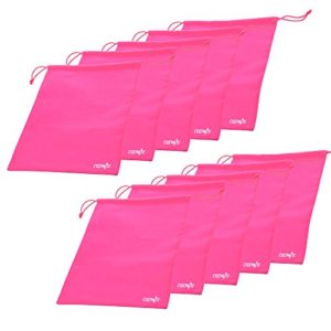 Cosmos ® 10 Pcs Women's Hot Pink Non-Woven Drawstring Shoe Bags