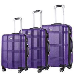 Travel Joy Expandable Spinner Luggage Set,TSA lightweight Hardside Luggage Sets, 20" 24"28 inches Carry On Luggage (PURPLE, 3 pcs set(20"24"28"))