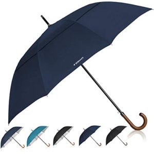 ZEKAR Wooden J-Handle Umbrella, 54/62 / 68 inch, UV & Classic Versions