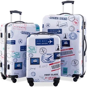 Flieks 3 Piece Luggage Set Hardside Suitcase with Spinner Wheels