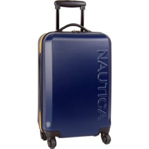 Nautica Hardside Spinner Wheels Luggage - 28 Inch Expandable Extra Large Travel Suitcase Rolling Bag with Hard Case, Navy/Yellow