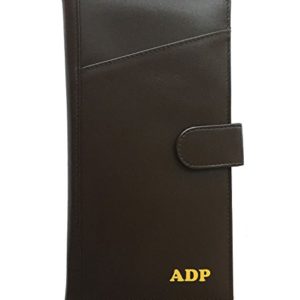 Personalized Monogrammed Brown Leather RFID Travel Wallet