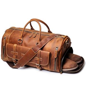 Leathfocus Leather Travel Duffel Bags, Mens Carry on Bag Leather