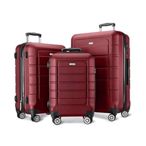 SHOWKOO Luggage Sets Expandable PC+ABS Durable Suitcase