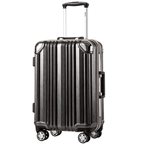 Coolife Luggage Aluminium Frame Suitcase with TSA Lock 100% PC (M(24in ...